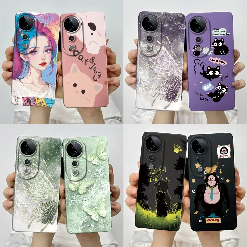 For Vivo V40 5G V2348 Phone Case VIVOV40 5G Soft Silicone Painted Protective Back Cover Cute Printed Shockproof Shell Funda Capa