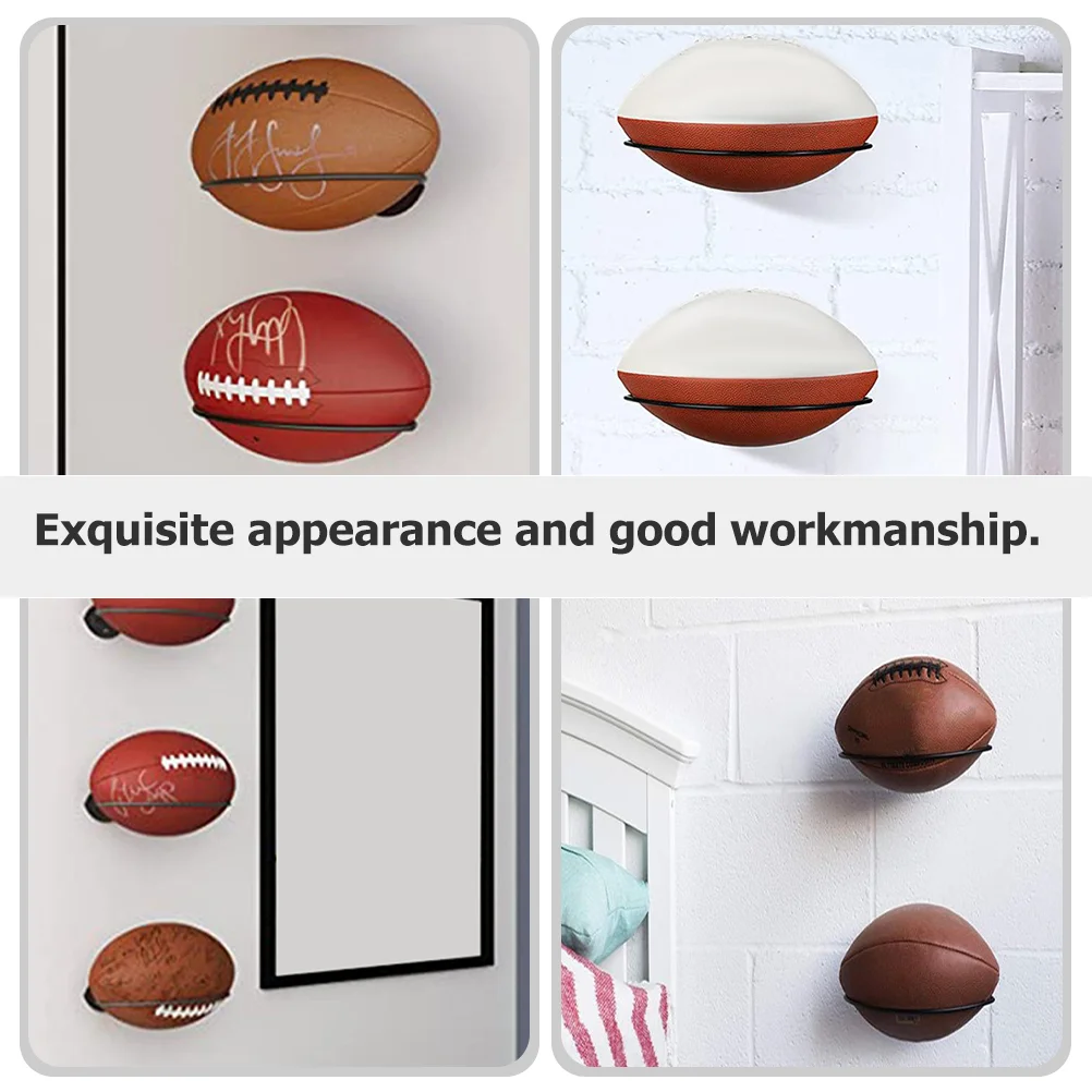 2 Pcs Baseball Rugby Wall Mount Storage Shelving Basketball Display Rack for Home Fitness Stand