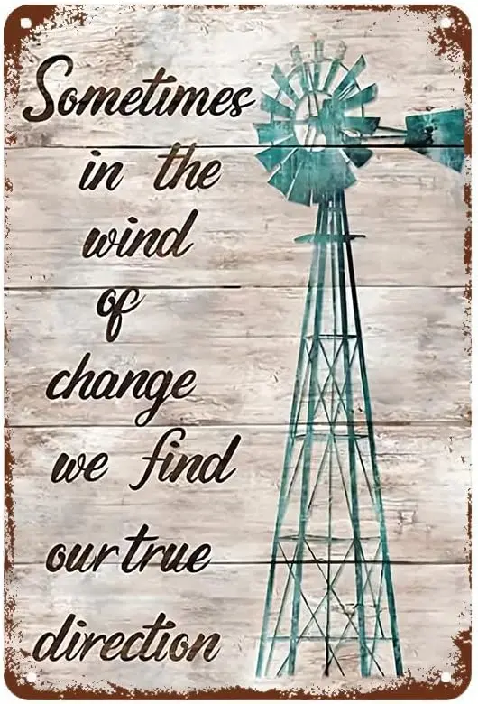 Farmhouse Rustic Wall Decor Windmill Inspirational Quotes Retro Metal Tin Sign Funny Poster for Bar Ca