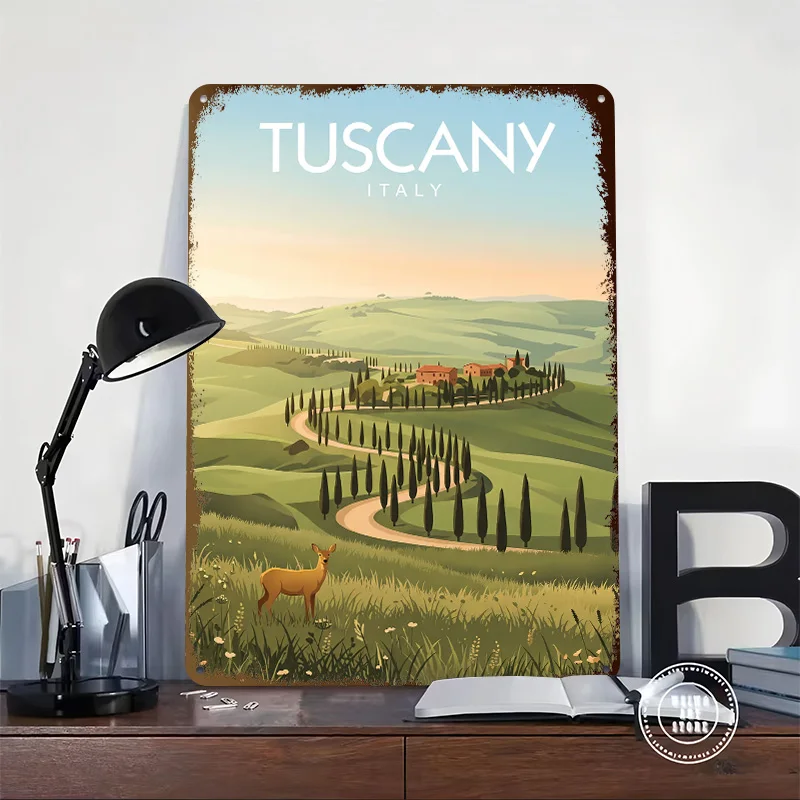 Tuscany Landscape Tin Poster Customized Wall Art Retro Vintage Metal Signs for Fans Room Gamer Decoration Gaming Interior House