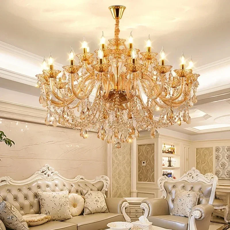 

European Crystal Chandelier For Living Room Luxurious And Atmospheric Dining Room Villa Hall Banquet Hall Chandelier