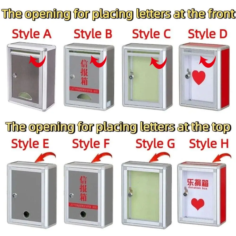 Aluminium Alloy Locking Ballot Box Secure Wall Mounted Newspaper Box Multifunctional with Lock Key Complaint Box Wall
