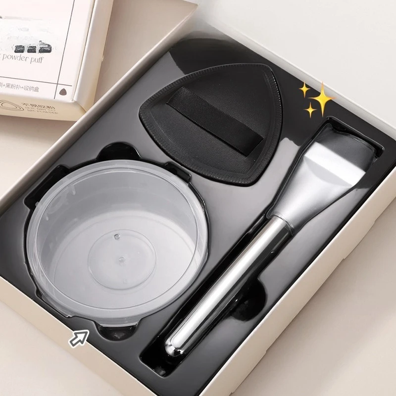 فرشاة مكياج 3 في 1، فرشاة كابوكي مسطحة مع إسفنجة غير ماصة، حقيبة تخزين للسفر، توفر كريم الأساس السائل، صديق للسفر