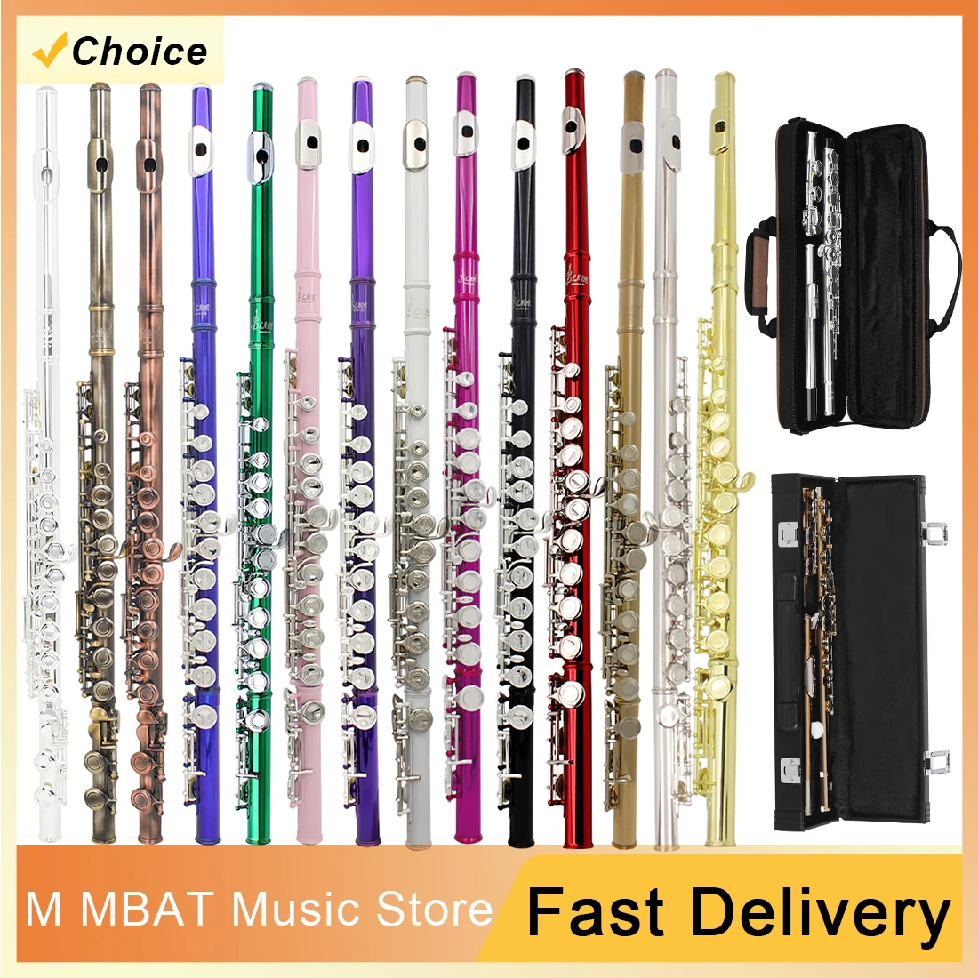 슬레이드 플루트 실버 도금/니켈 도금 16개 클로즈드 오픈 홀 C키 플루트 부품 포함 목관악기 초보자용 박스 세트