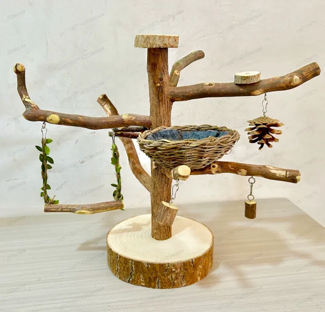 Parrot Station Stand Tree Branch Bird Floor-to-ceiling Training Log  Pole Platform Swing Cage