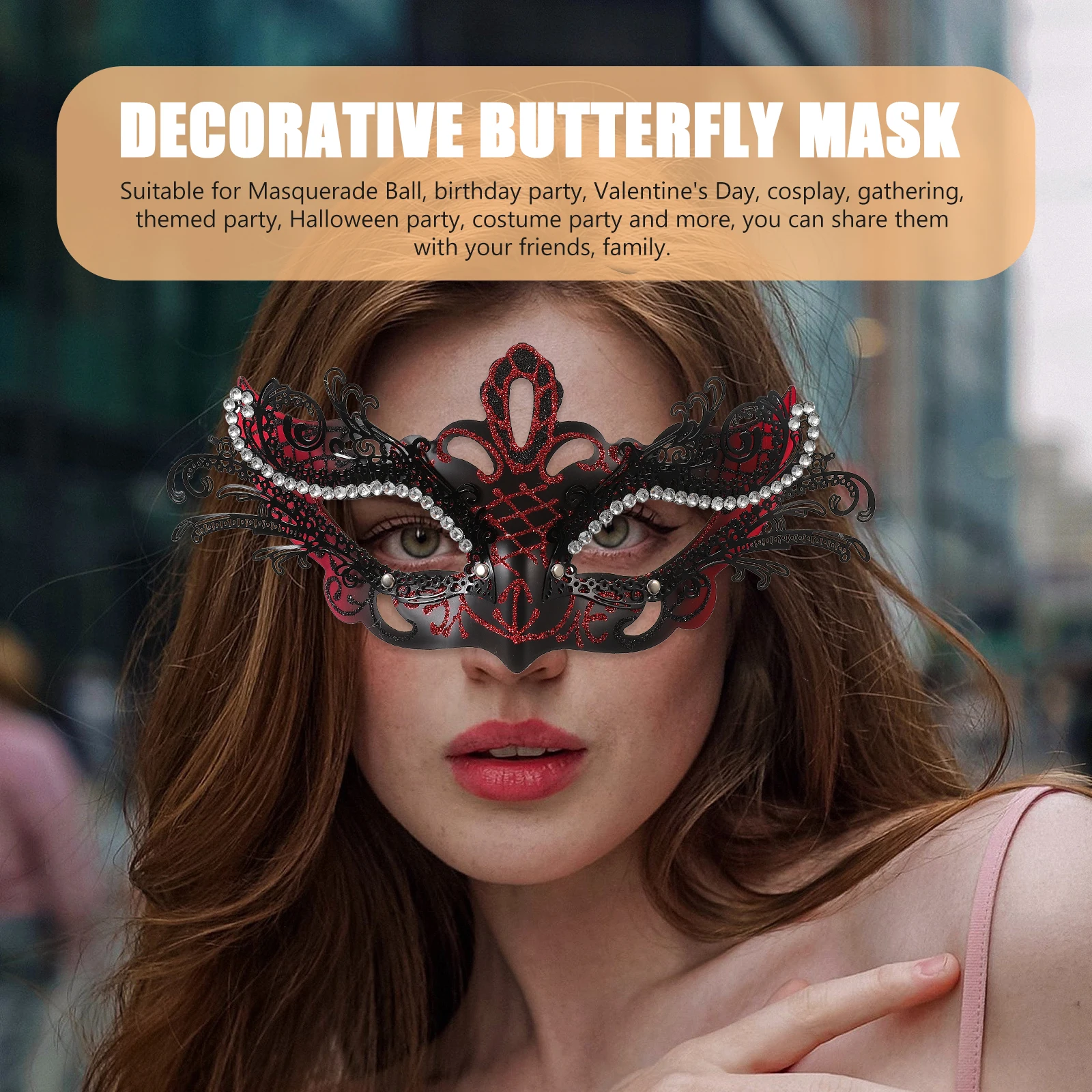 

Butterfly Masquerade Party Halloween Costume Face for Women Men Half Face Cosplay Mask Red Adult Festival Mask Prop