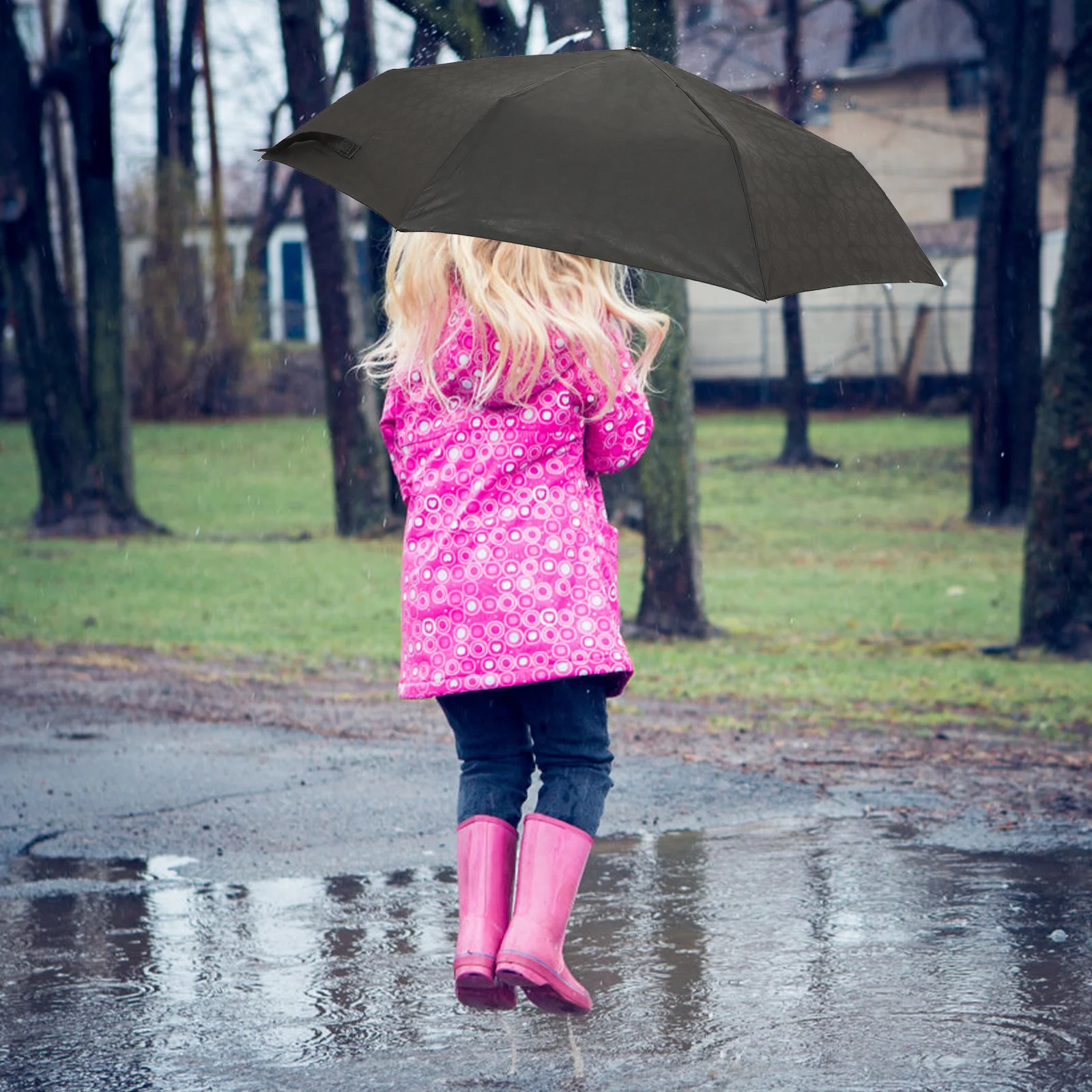 

1Pcs Portable Skull Handle Umbrella Uv Protection Sun Rain Dual Purpose Lightweight Foldable Exquisite Dull Polish