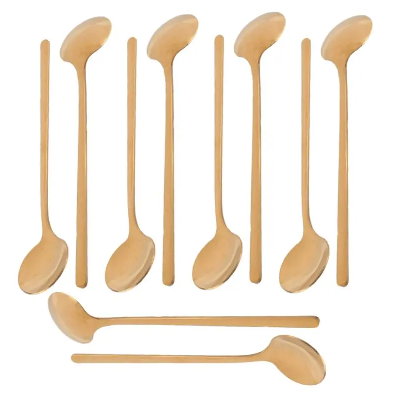 Stainless Steel 10 Pcs Espresso Spoons Teaspoons For Coffee Sugar Dessert Cake Ice Cream Soup Antipasto (Gold) Top-Rated