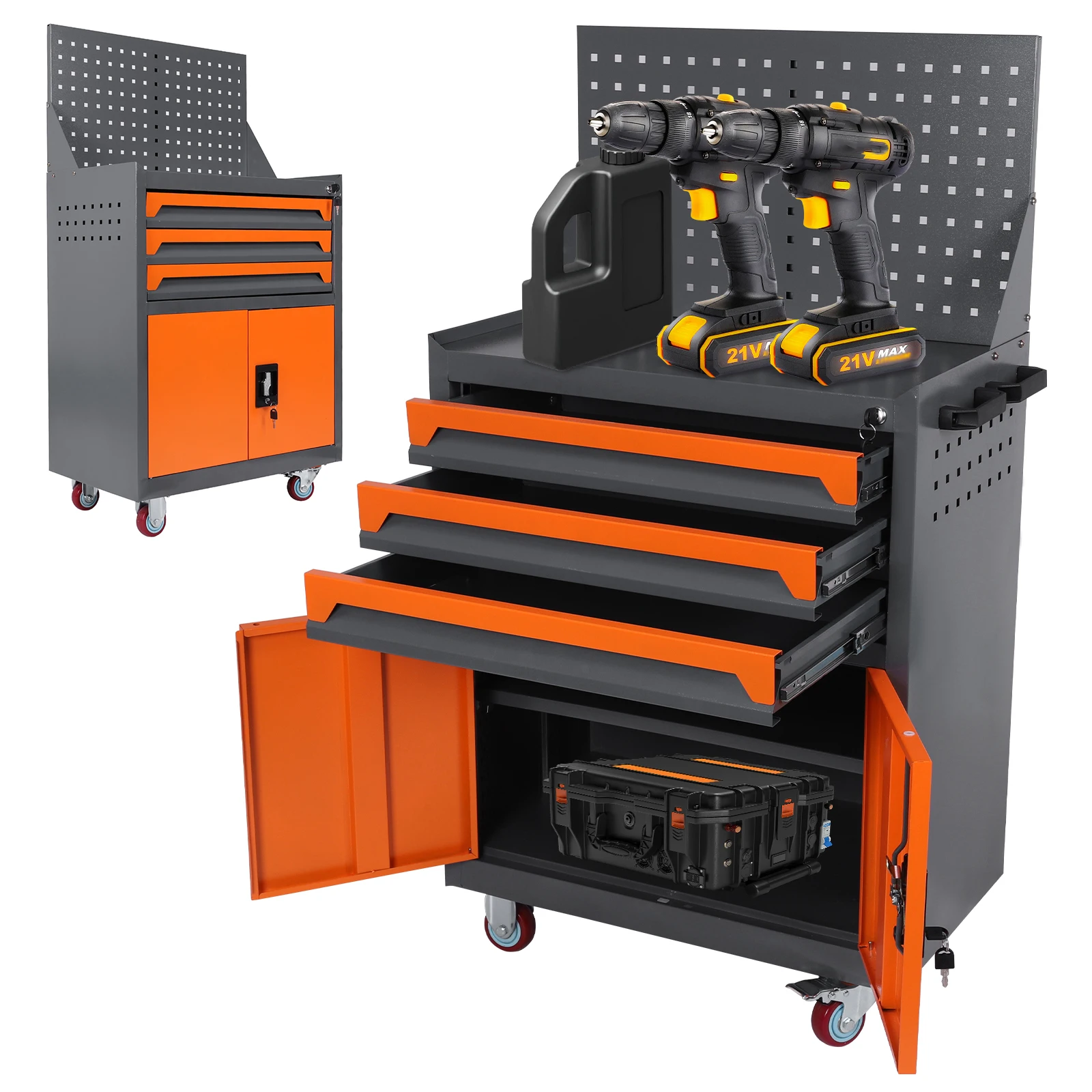 

Rolling Tool Chest High Capacity Rolling Tool Chest Removable Cabinet Storage Tool Box with Drawers Auto Repair Tool Cart