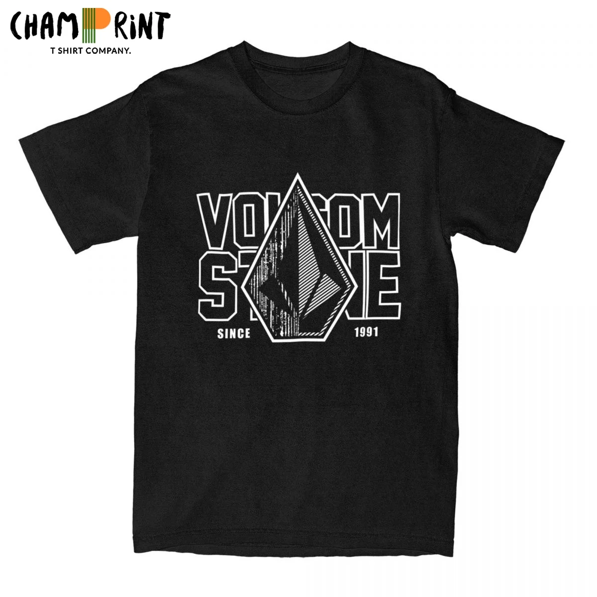 Men\'s T-Shirt Volcoms Logo Vintage Pure Cotton Tee Shirt Short Sleeve T Shirt Round Collar Tops New Arrival