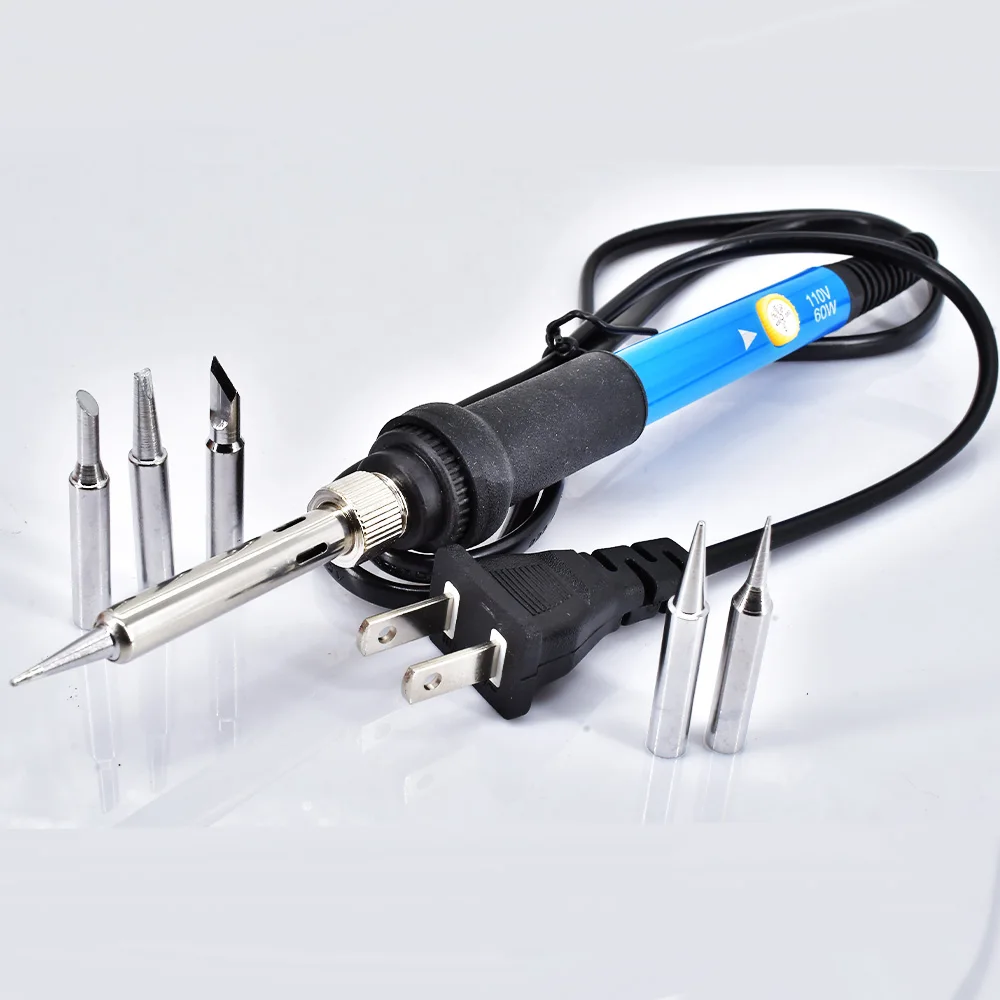 US/EU Electric Soldering Iron Set Adjustable Temperature 220V 110V 60W Heat Tool and Internally Heated Welding Nozzle Solder Tip