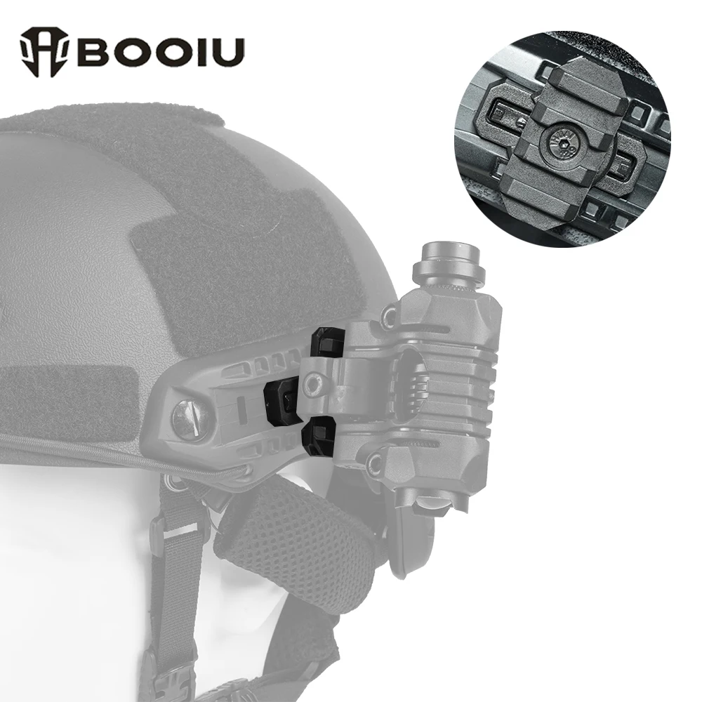 BOOIU 2PCS Fast Helmet Side Rail Adapter Nylon 360 Rotatable Helmet Rail Flashlight Mount For Airsoft Helmet Hunting Accessories