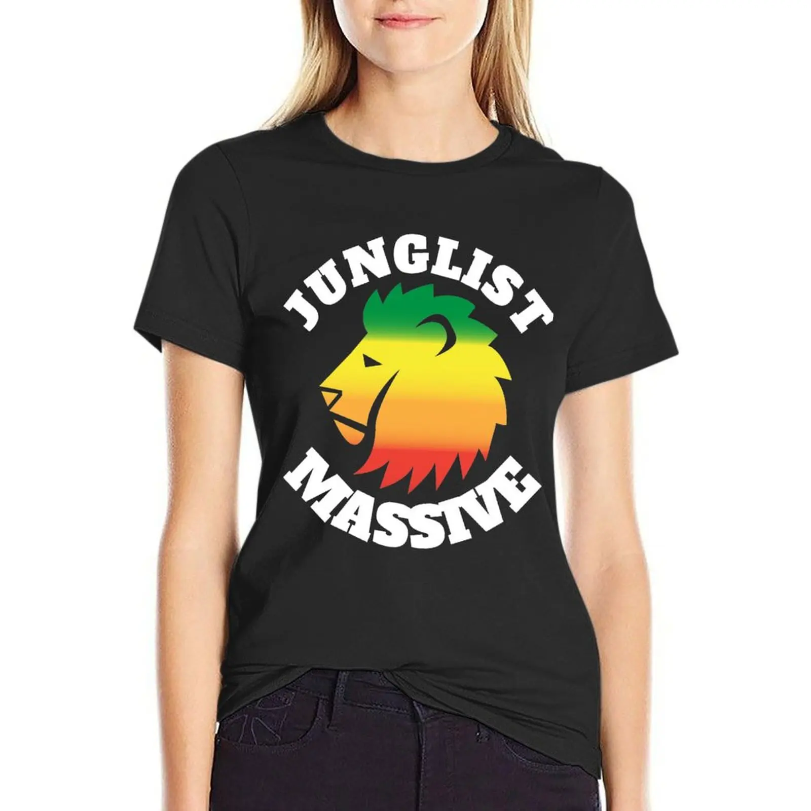 

Junglist Massive Drum and Bass Lion Festival Dj Mc Shirt T-Shirt Blouse funny cat shirts for Women