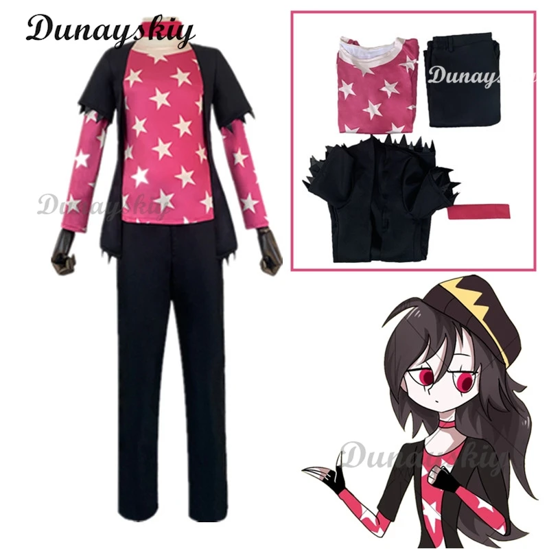 

Anime Helluva Boss Octavia Cosplay Costumes for Women Adult Pink Polka-dot Blouse Vest Necklace Gloves Hat Outfits Halloween