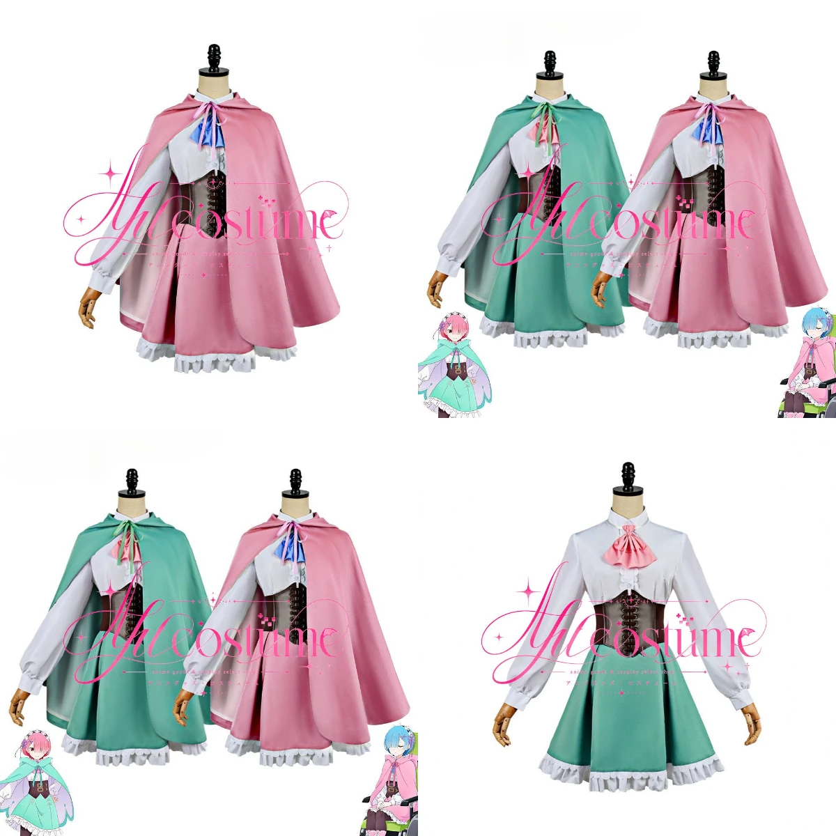 Anime Cosplay Rem - Anime Character Rem Ram Halloween Clown