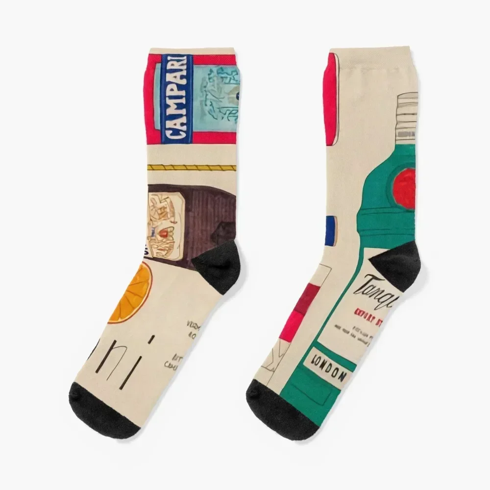 

Negroni Illustrated Recipe Socks Stockings compression winter gifts Socks Girl Men's