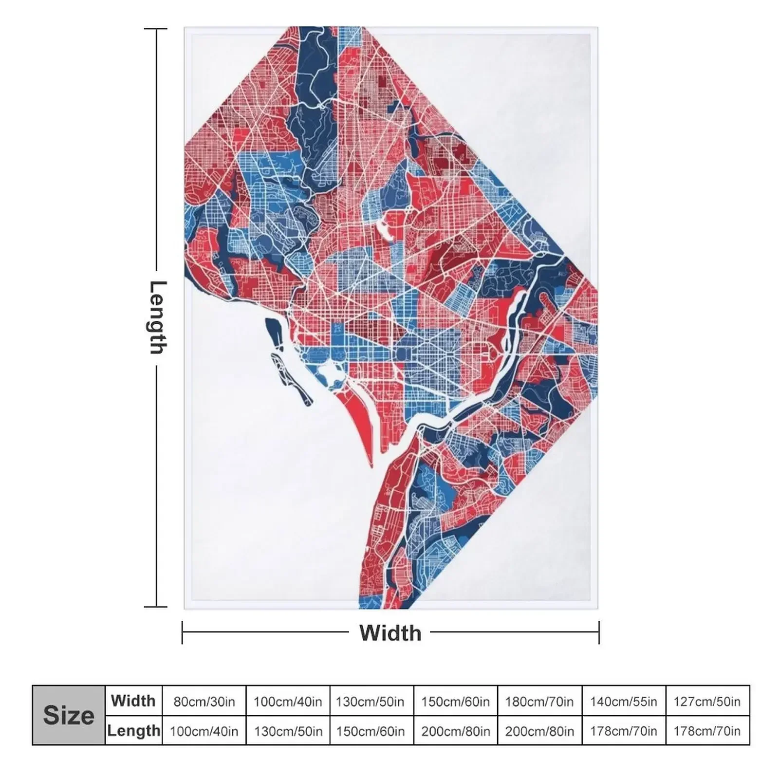 Washington DC Neighborhood Map Throw Blanket Plaid Quilt cosplay anime manga Blankets