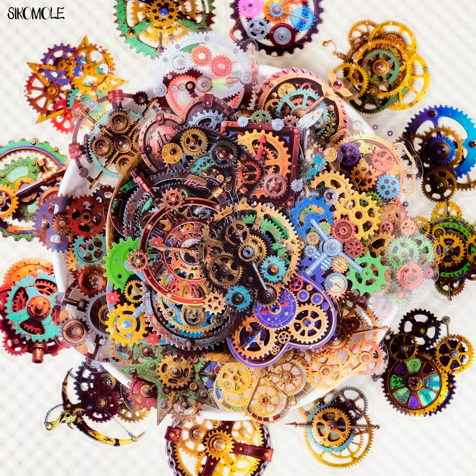 56 pezzi Punk Gear adesivi PET trasparenti decorazione ingranaggi meccanici conto a mano chitarra skateboard materiale adesivo graffiti