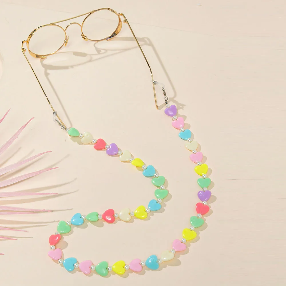 

Fashion Necklace String Rainbow Eyewear Accessories Pearls Acrylic Mask Rope Mask Anti-lost Lanyard Glasses Chain Glasses Rope