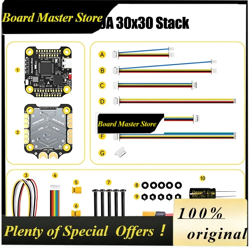 BoMaSSpeedyBee F7 V3 Flight Stack 3-6S Lipo F7 V3 Flight Controller & BL32 50A ESC 30.5x30.5mm 500MB Flash For RC FPV Freestyle