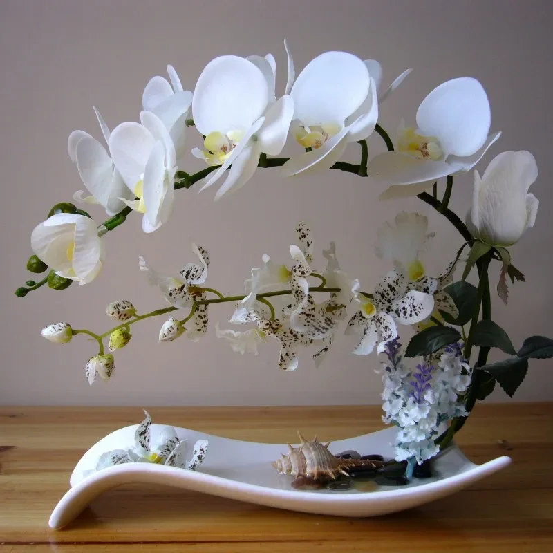 

Touch simulation of butterfly orchid set, artificial flowers, potted plants, decorative flowers, Chinese dining table, home