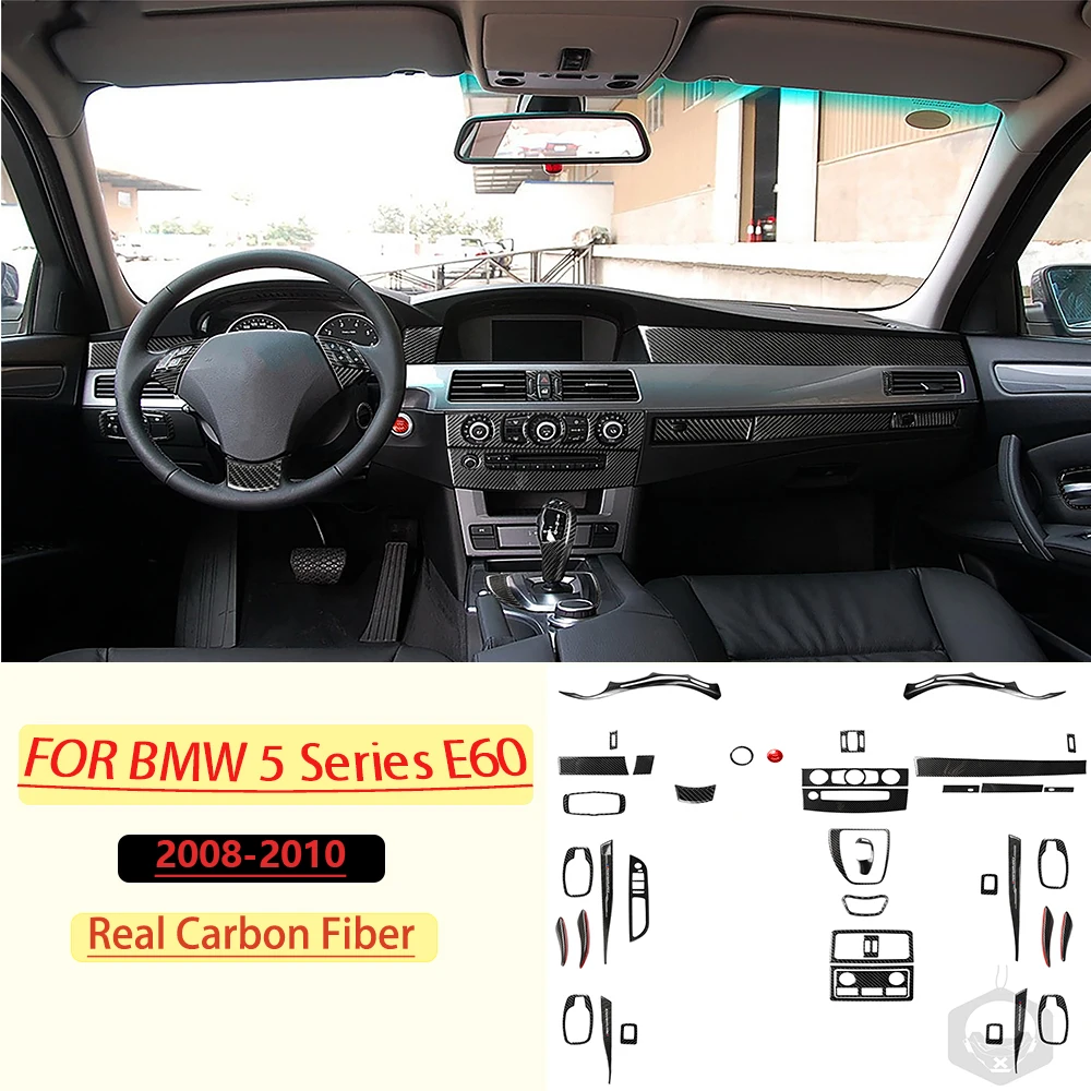 Real Soft Carbon Fiber For BMW 5 Series E60 2008-2010 Car Complete set Trim Customizable Car Sticker Interior Accessories
