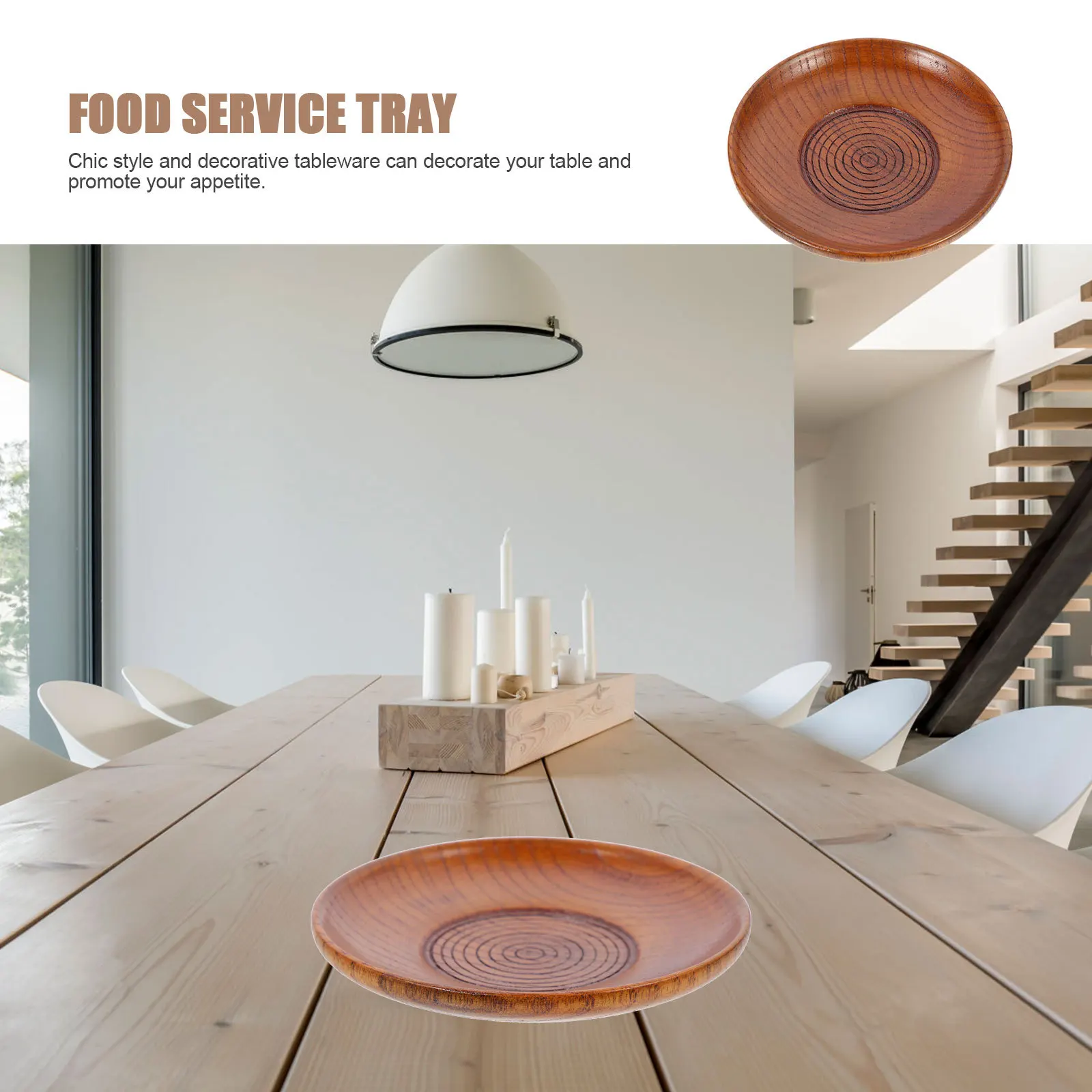 

Wood Snacks Plate 20Cm Round Serving Tray For Dessert Fruit Salad Baking Food Display Home Restaurant Kitchen Tableware