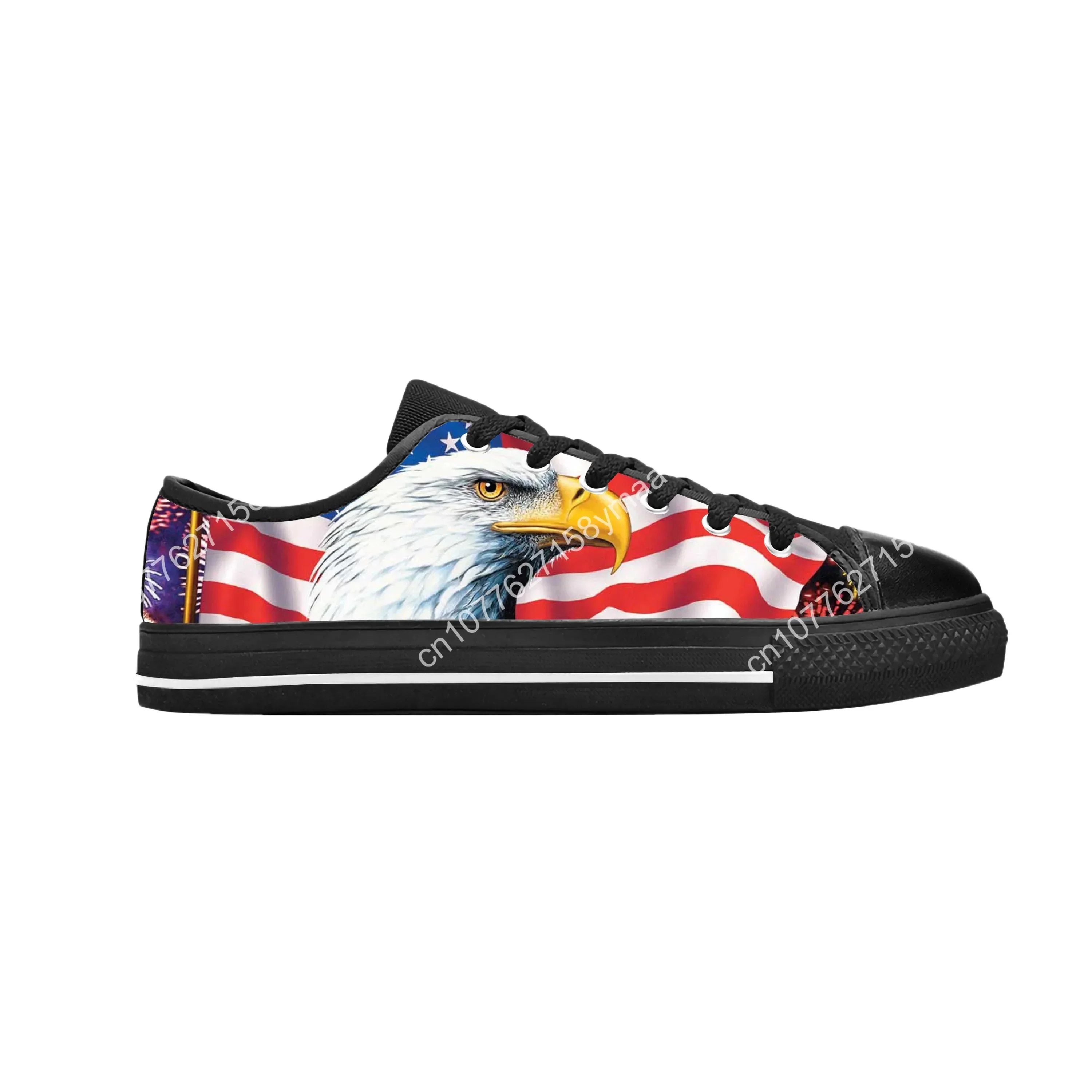 Hot American Flag Eagle Bald America USA Patriotic Casual Cloth Shoes Low Top Comfortable Breathable 3D Print Men Women Sneakers