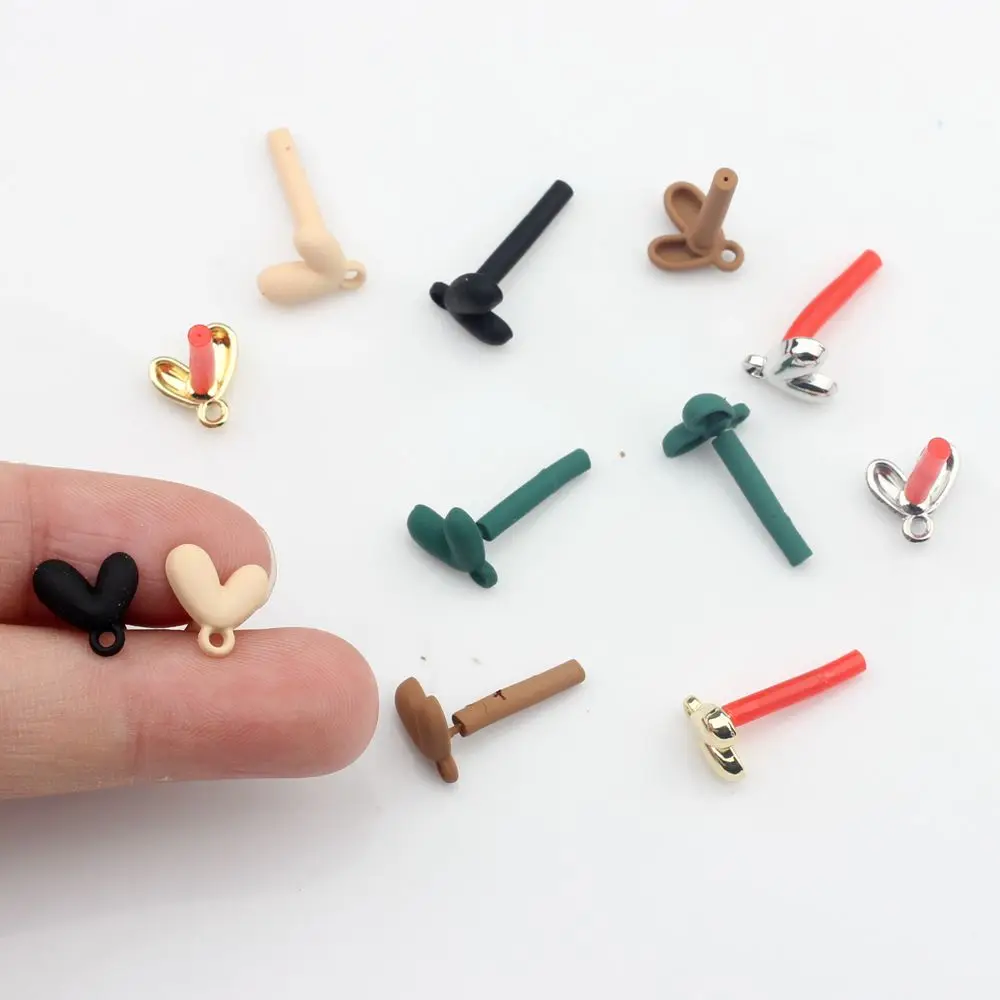 Zinc Alloy Spray Paint Mini Heart Shape Base Earrings Connector 10pcs/lot For Fashion Jewelry Bulk Items Wholesale Lots