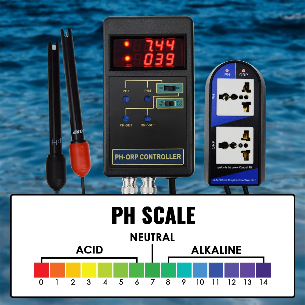 2 in 1 Digital pH ORP Redox Controller Separate Relays Replaceable Electrode BNC Type Probe Water Quality Monitor Tester