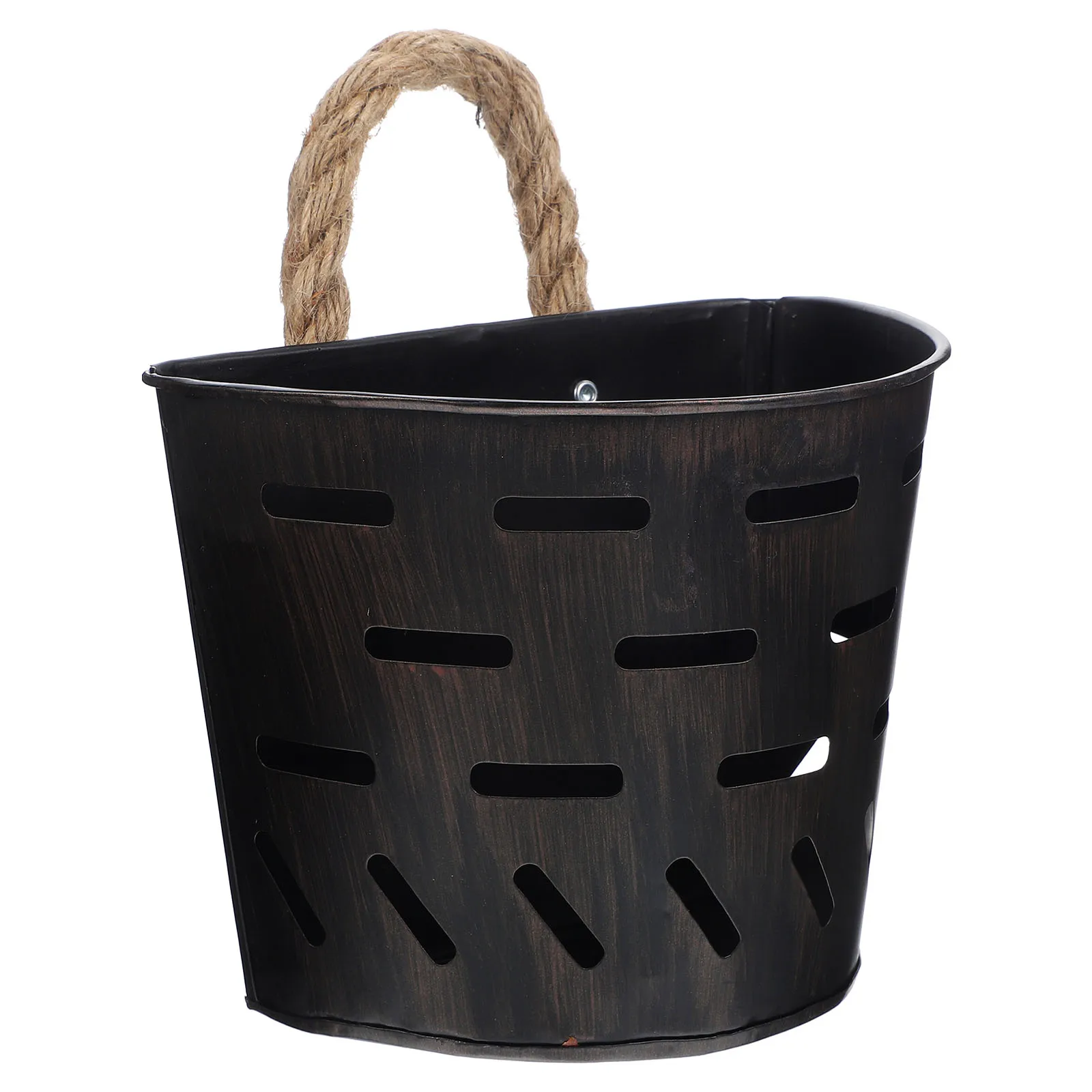 

Wall Hanging Flower Pot Iron Basket Flowerpot Indoor Planter for Plants Hemp Rope Mounted