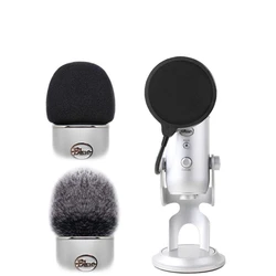 For Logitech Blue Yeti Pro USB Condenser Microphone Replacement Accessories Windshield FurOuter Cover Case Blowout Sponge Wheat