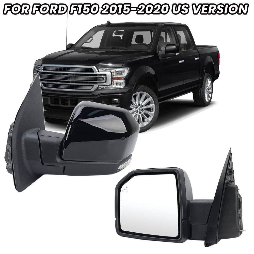18 دبابيس مرآة الرؤية الخلفية الجمعية لفورد F150 2015-2020 النسخة الأمريكية قوة أضعاف الذاكرة البركة ضوء الجانب مرآة اكسسوارات السيارات
