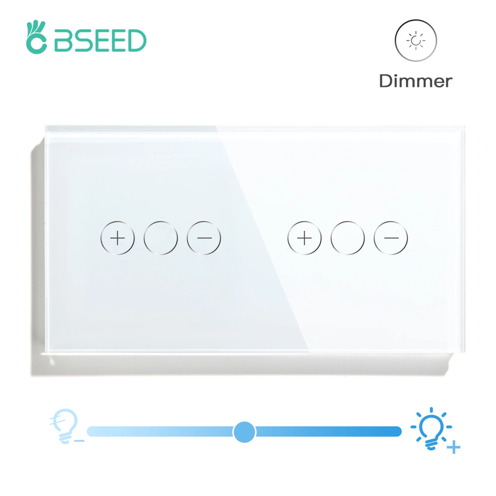 

BSEED Double 1Gang Way Dimmer Switch Crystal Panel Wall Switches Touch Sensor Dimmable Led Light Touch Switches EU Standard