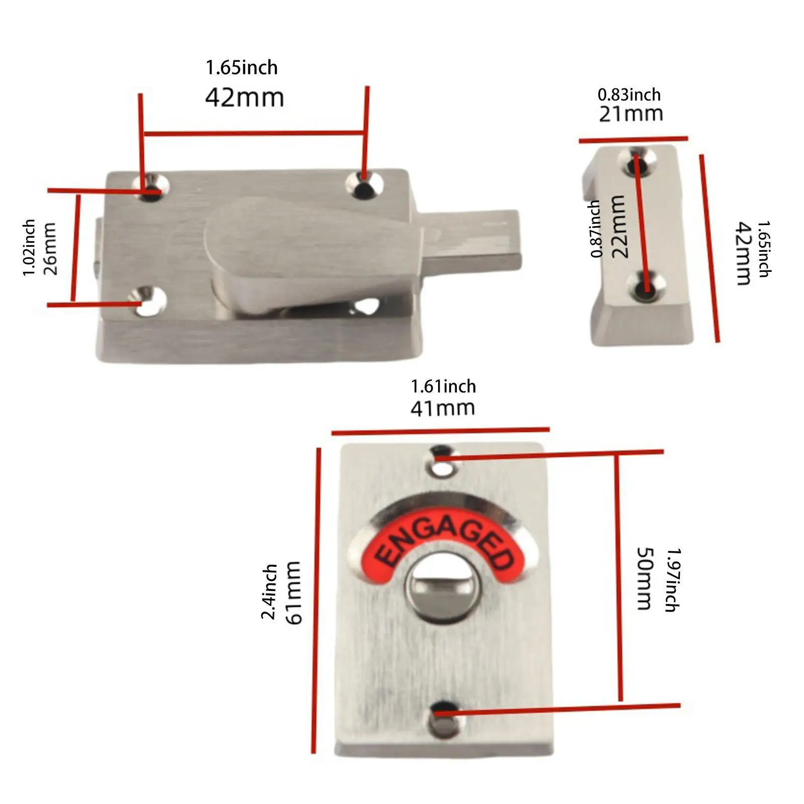 Privacy Partition Toilet Indicator Lock Set Sturdy Stainless Steel Bathroom Bolt for Public Office Washroom