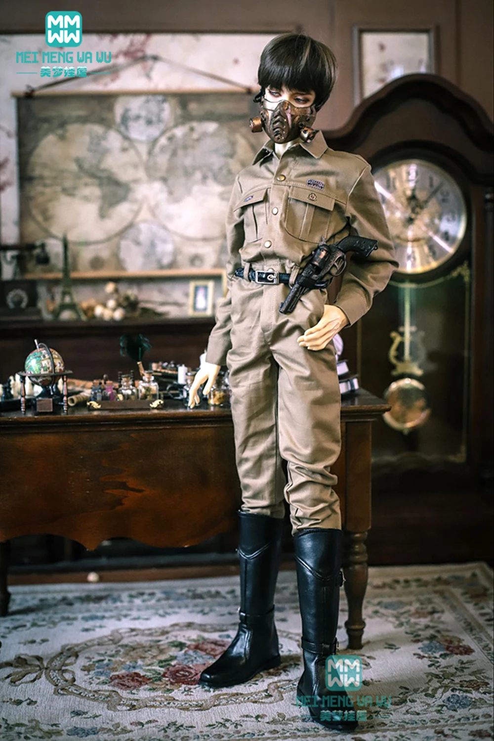 Fits 60cm BJD doll clothes Girl Boys 1/3 BJD Fashionable and handsome one-piece tooling uniform