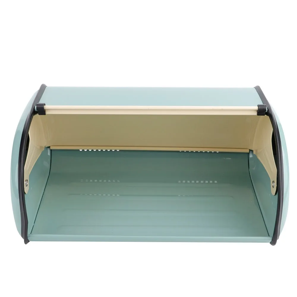 Vintage Metal Bread Box Red/Blue Large Roll Top Bread Box 13.6*9.1*5.7 in Kitchen Storage Container Farmhouse Style