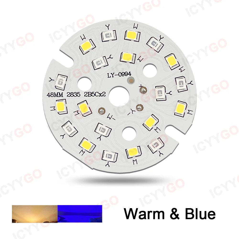 10 PCB 5Wx2 PCB Light Source Panel, Warm & Blue, White & Blue, Two-Color SMD2835 LED Downlight DIY Chip DC15-17V LED Lamp Beads