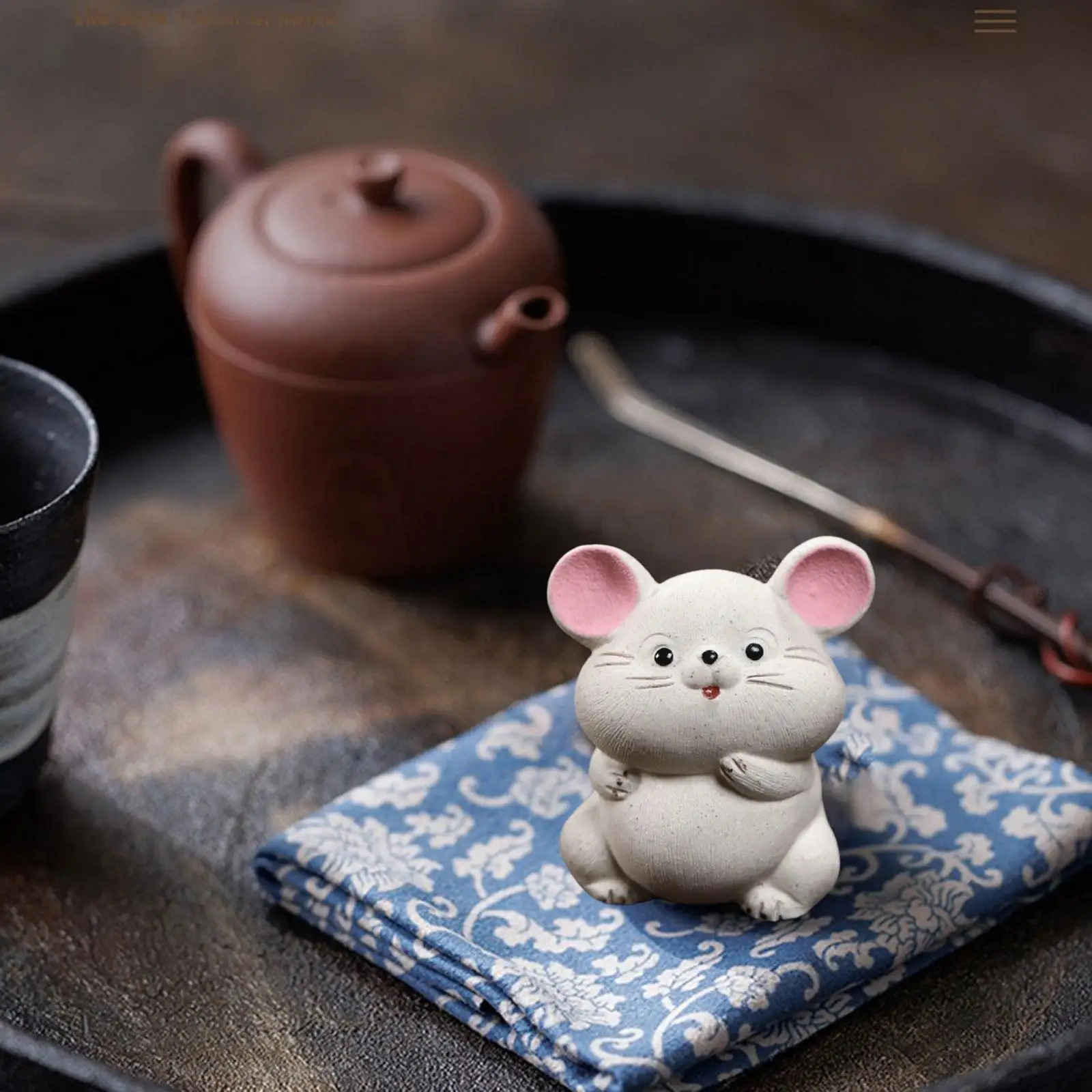 

Mouse Statue Decoration Desk Tea Pet Animal Sculpture Miniature Figurines for Tearoom Home Office Bedroom Living Room Tea Lovers