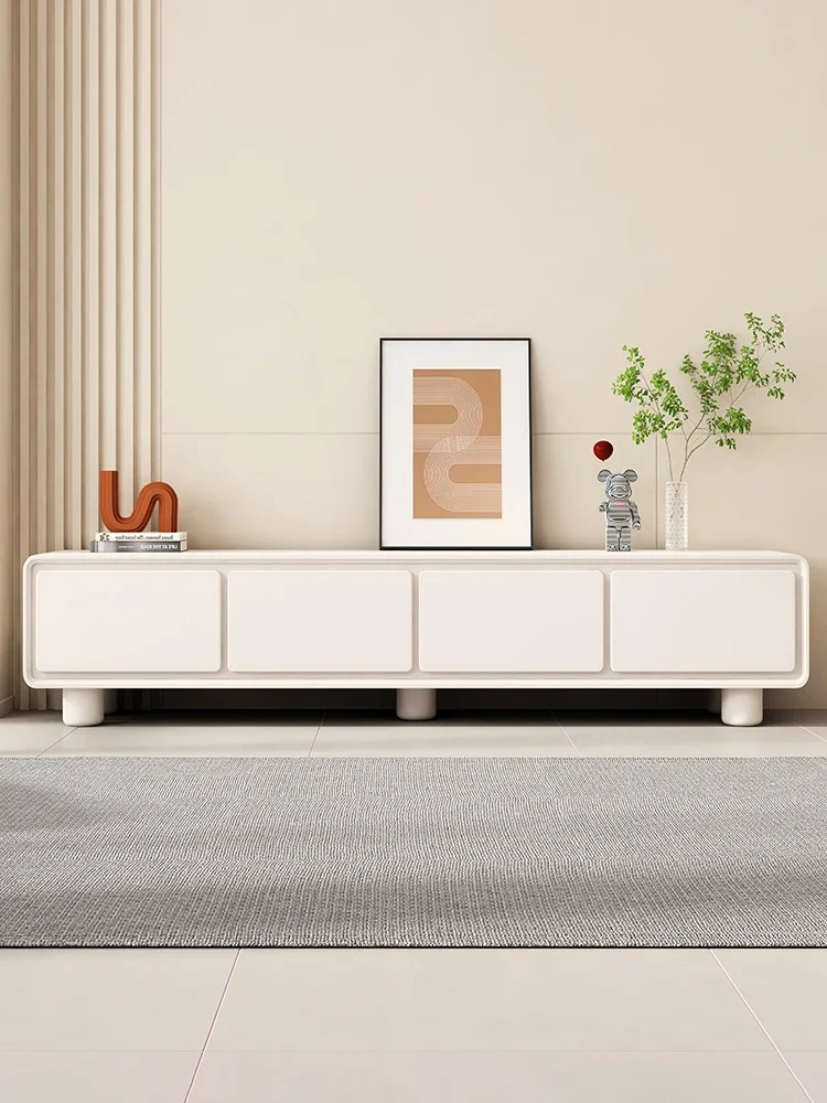 

Шкаф для телевизора в кремовом стиле, современный минималистичный небольшой блок, напольный журнальный столик, шкаф для хранения в гостиной