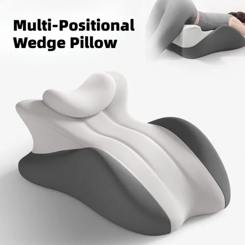 Imagen 1 del producto Almohada de cuña multiposicional, almohada propensa ergonómica de espuma viscoelástica con funda extraíble, almohada de cama para parejas para aliviar el dolor corporal
