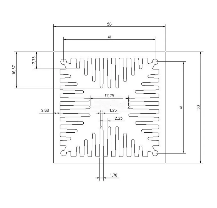 50*50*100 Wind tunnel heat sink High power air-cooled radiator profile electronic triode heat sink wind tunnel heat dissipation