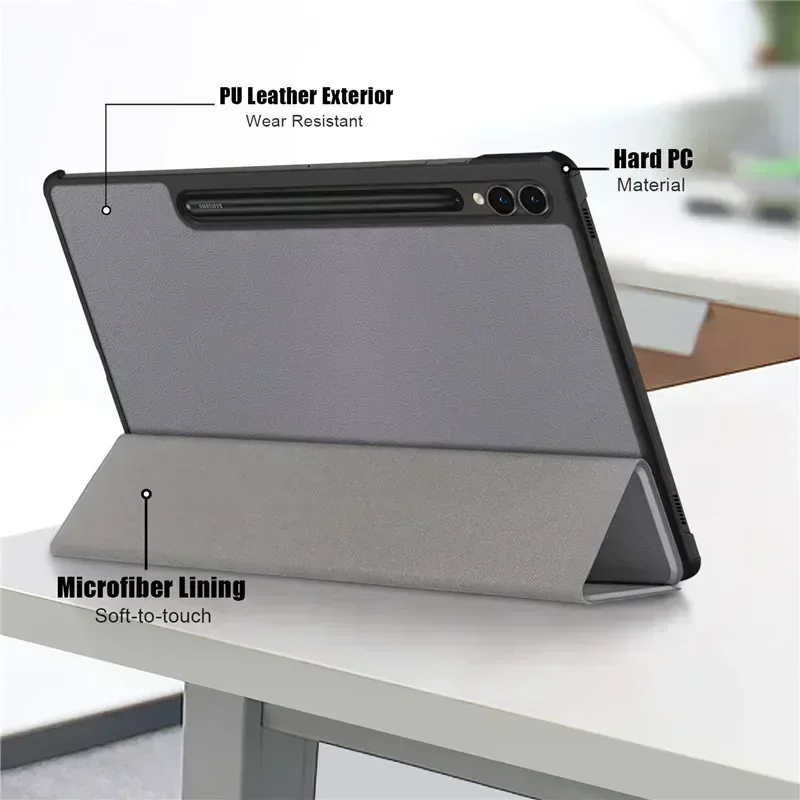 Dla Samsung Tab S9 Fe Plus Etui 12,4" Trifold Magnetic Leather Stand Hard Smart Cover Dla Coque Galaxy Tab S9 FE S9 Plus Etui