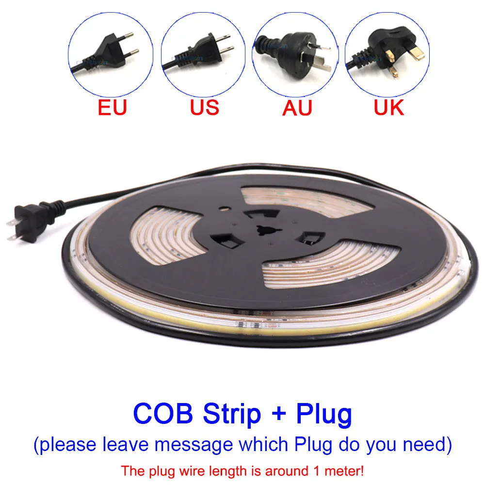 50M 110V/220V COB LED Strip Light CRI 90 IP67 Wodoodporna Elastyczna Neonowa Wstążka Lina Światło Ściemnialne 420LEDs/M COB LED Strips Tape