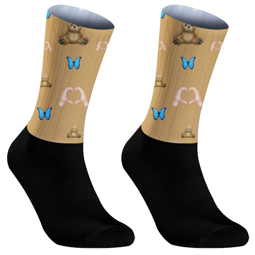 Chaussettes de sport de rue coordonnantes pour hommes et femmes, chaussettes de compression de vélo, chaussettes de cyclisme de course, chaussettes de vélo professionnelles, nouveau