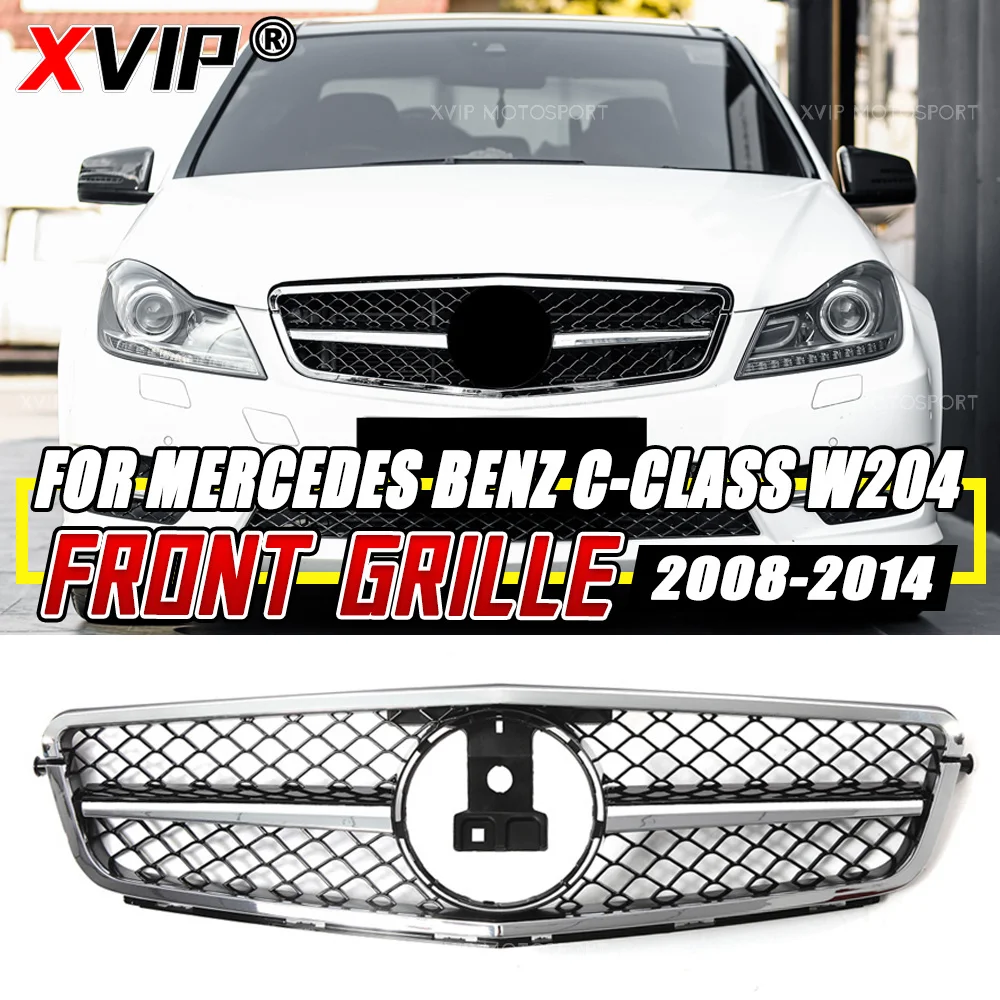 

XVIP Chrome Black Front Bumper Kidney Grilles Fit For Mercedes Benz C-Class W204/S204/C204 2008-2014 C180 C200 C230 C250 C280 C300 C350 Upper Racing Kidney Grills