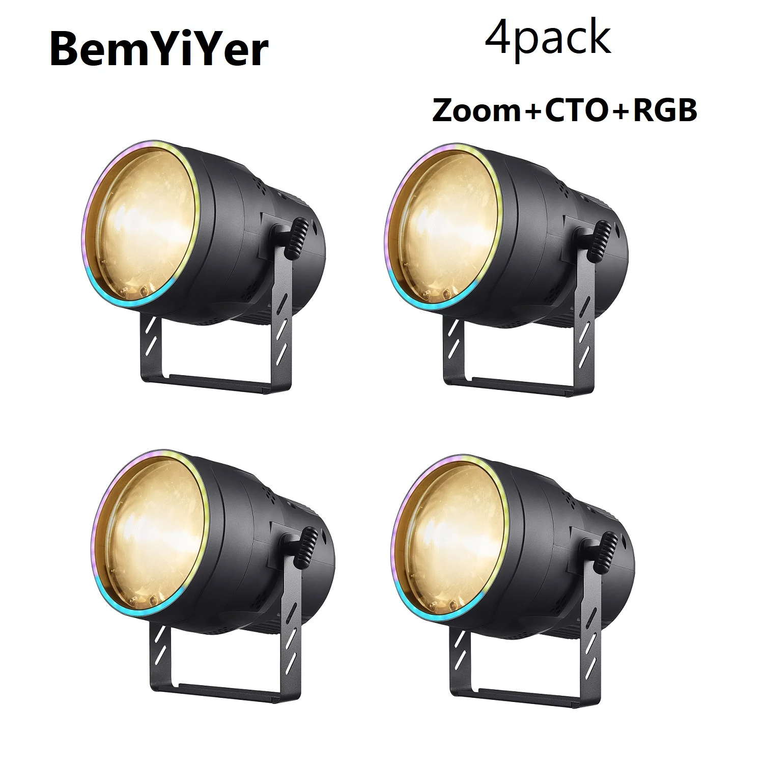 

4 упаковки, 200 Вт, светодиодный светильник Par Zoom CTO RGB, освещение сцены для лица для DJ-вечеринок, ночных клубов