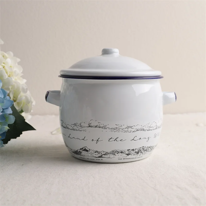 

Lidded Enamel Steamed Bowl Oil Tank Small Storage Jar