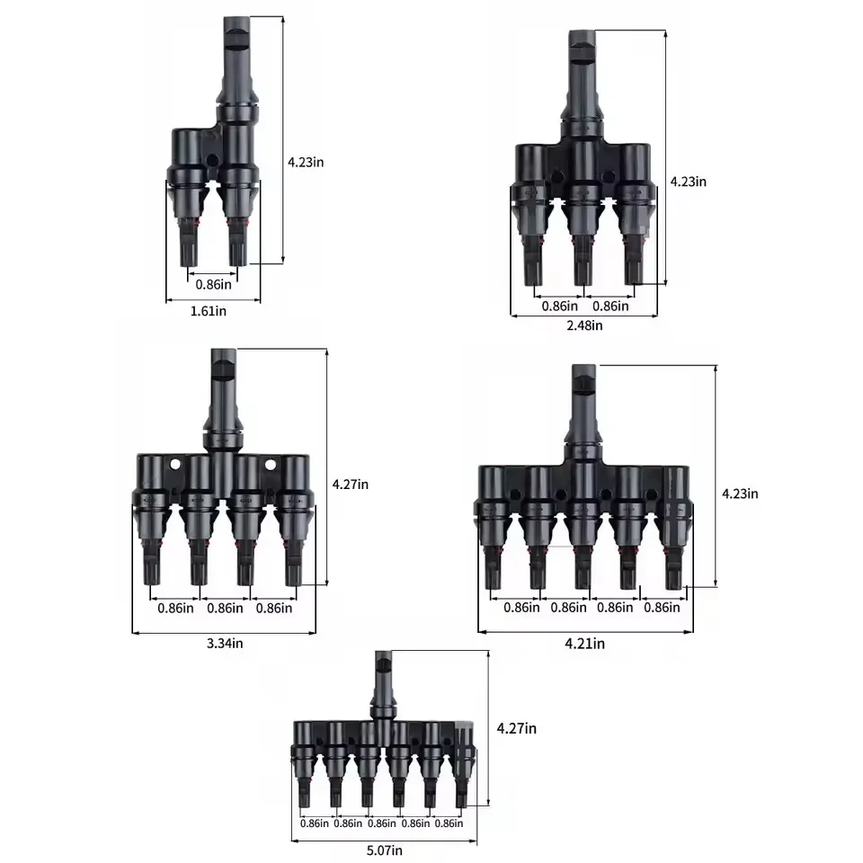 1Pair T Y Branch 1000V 30A Solar PV Connector 2/3/4/5/6 To 1 Branch Male Female Photovoltaic Connector for PV MC Cable