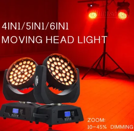 LED Wall Wash Lights 36 pcs*18w 4/5/6in1 RGBWA+UV LED Moving Head Stage Zoom Fixture event lighting